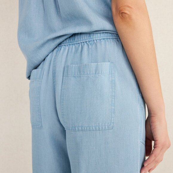 HAVEN WELL WITHIN Womens Chambray Blue Straight Leg Drawstring Tencel Pants M - Picture 2 of 9